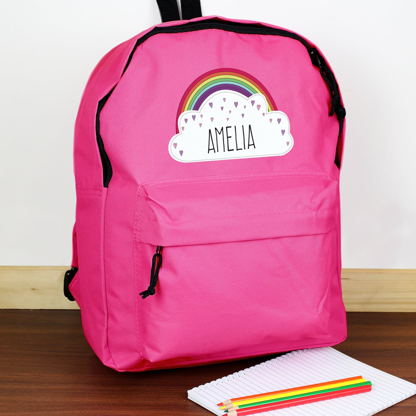 Personalised Rainbow Pink Backpack - Personalise It!
