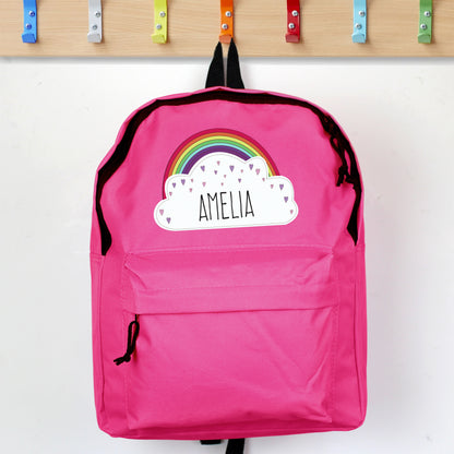 Personalised Rainbow Pink Backpack - Personalise It!