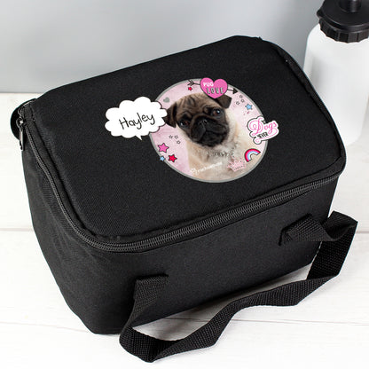 Personalised Rachael Hale Doodle Pug Black Lunch Bag - Personalise It!