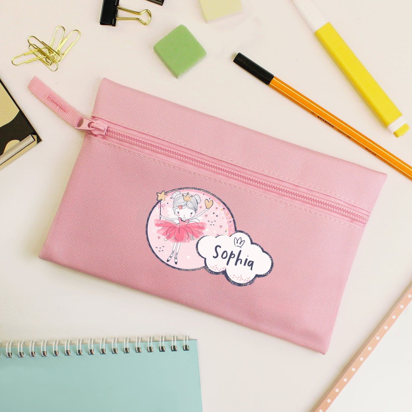 Personalised Fairy Princess Pink Pencil Case - Personalise It!
