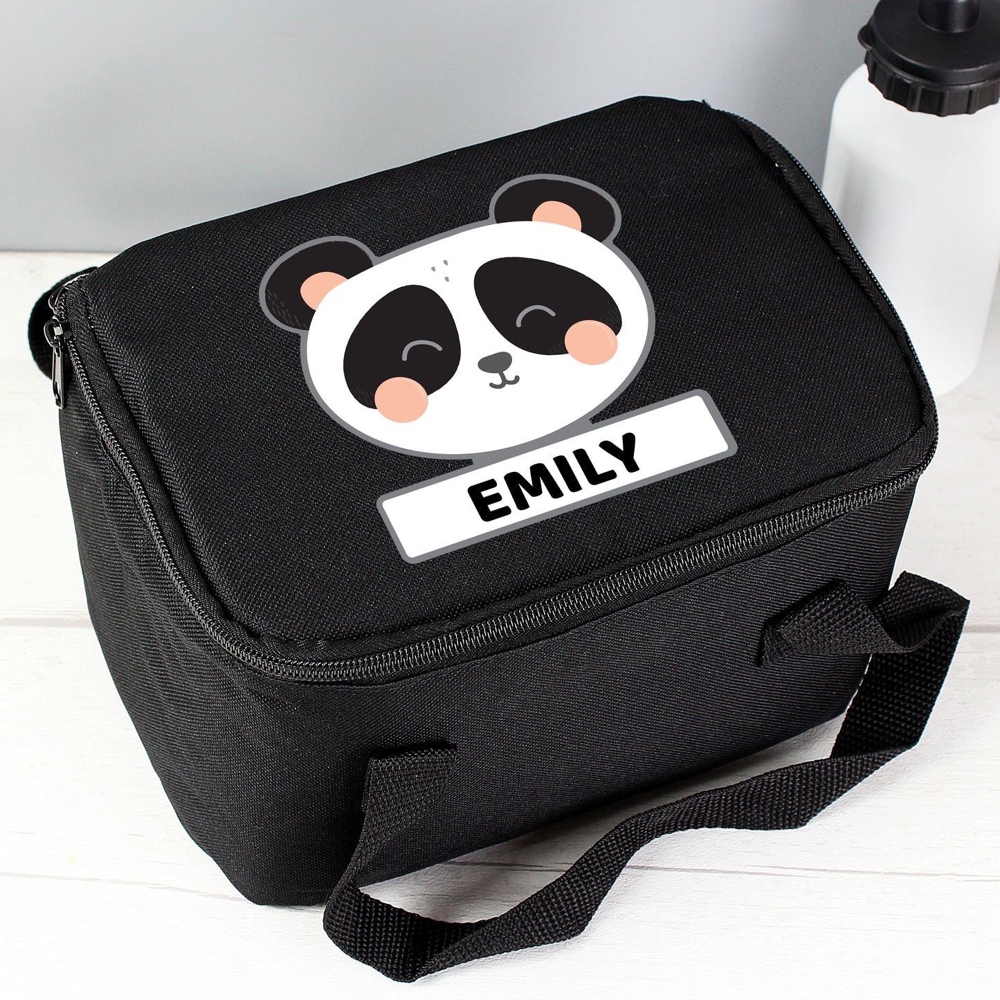 Personalised Panda Black Lunch Bag - Personalise It!