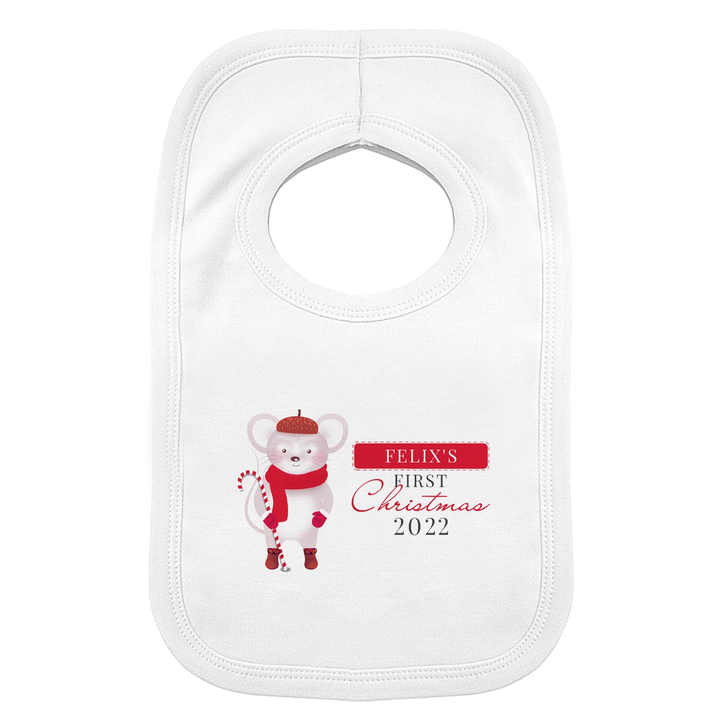 Personalised '1st Christmas' Mouse Bib - Personalise It!