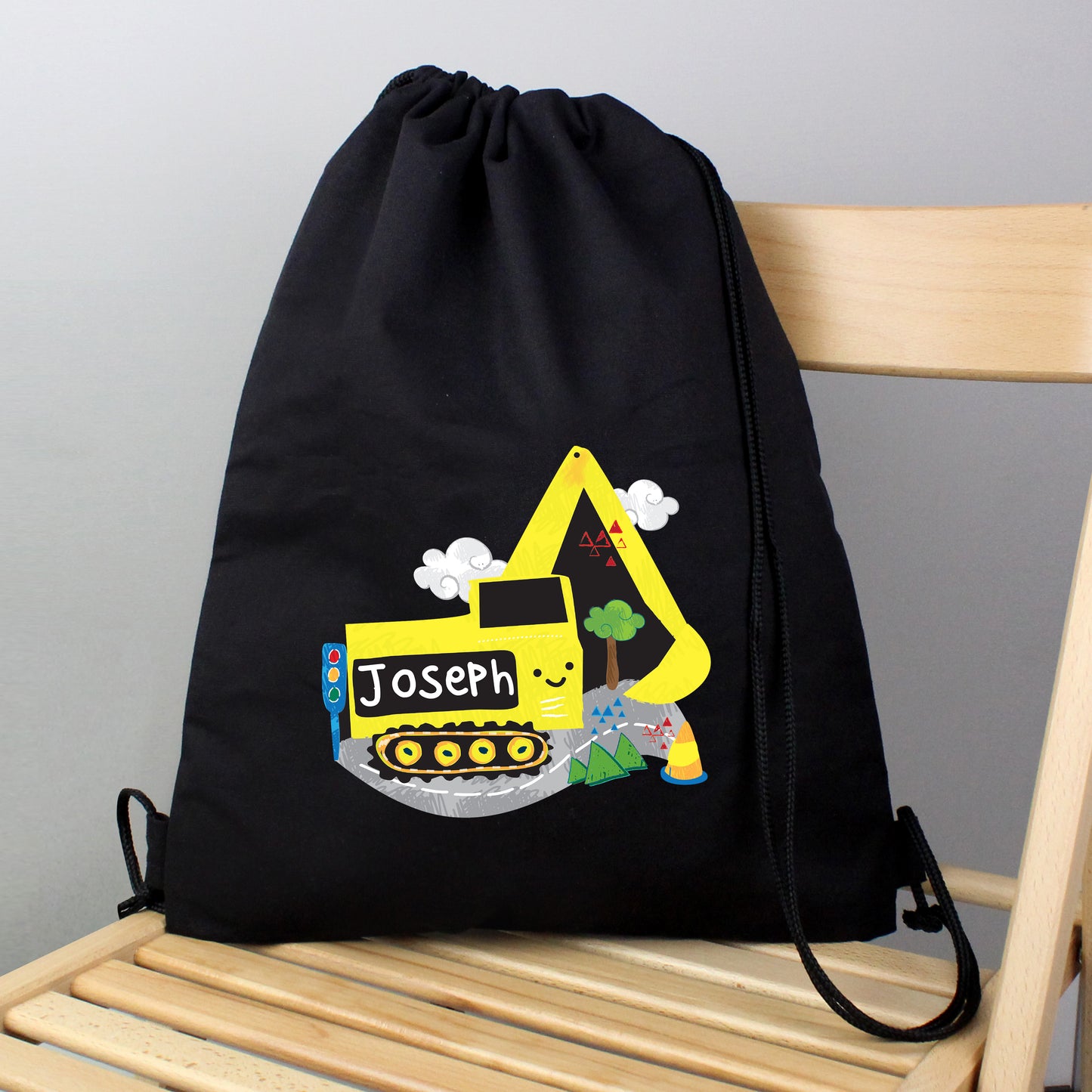 Personalised Digger Black Swim & Kit Bag - Personalise It!