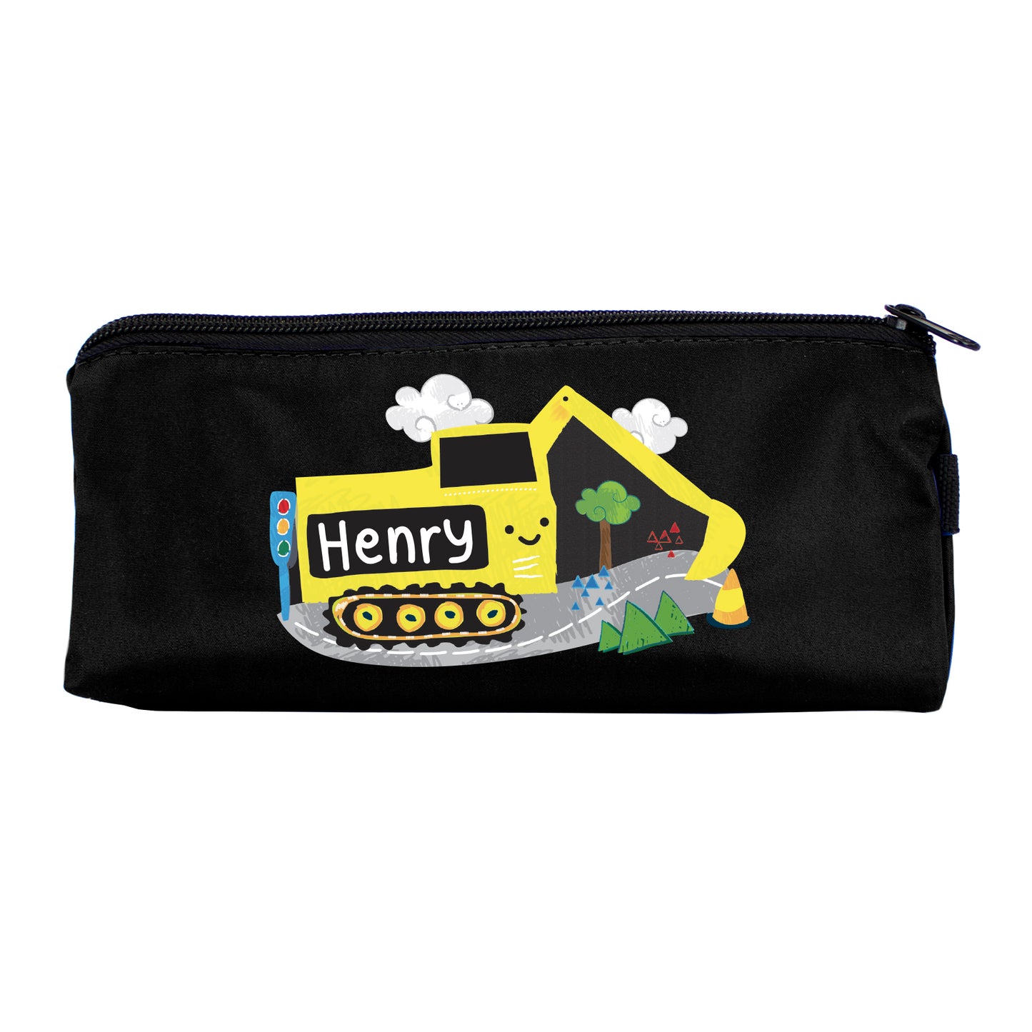 Personalised Digger Black Pencil Case - Personalise It!