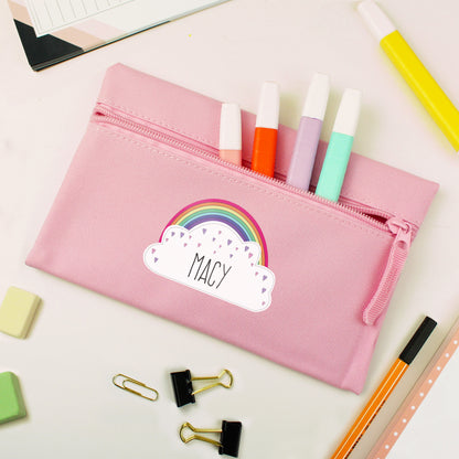 Personalised Rainbow Pink Pencil Case - Personalise It!
