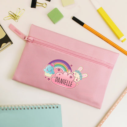 Personalised Cute Bunny Pink Pencil Case - Personalise It!
