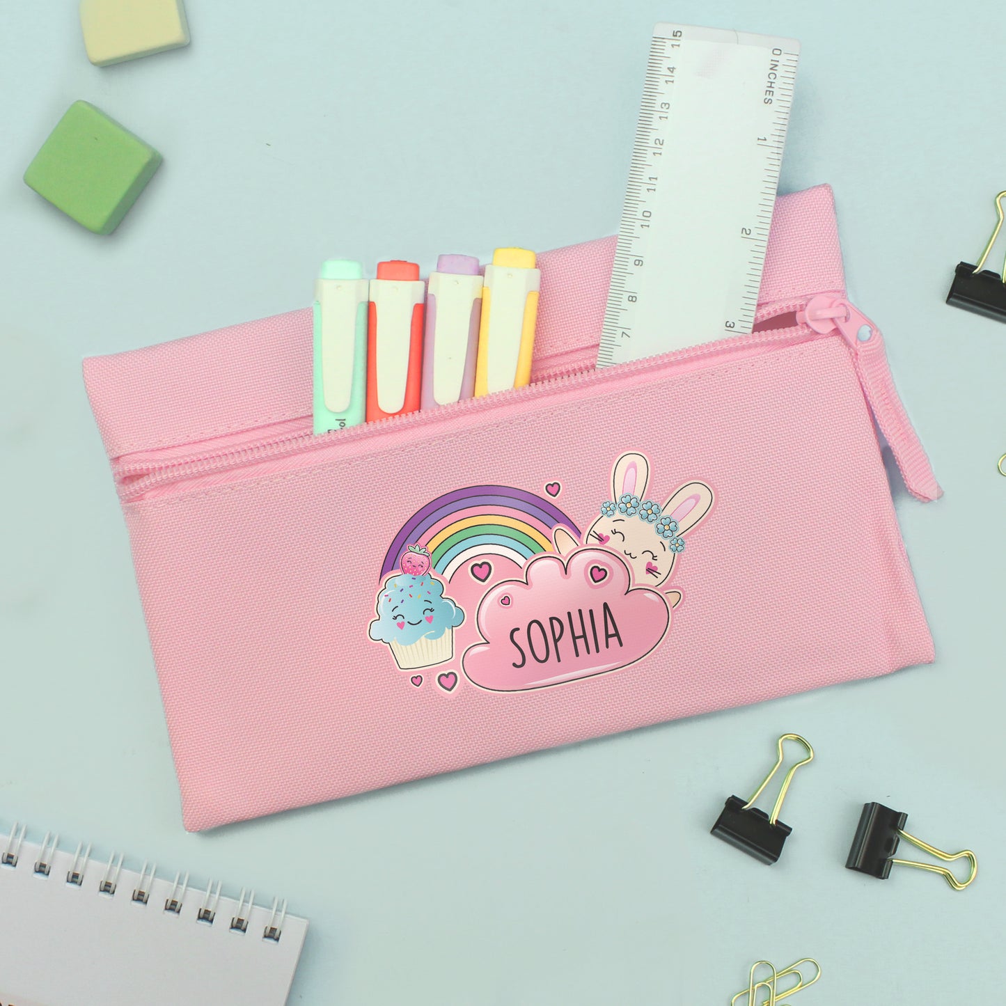 Personalised Cute Bunny Pink Pencil Case - Personalise It!