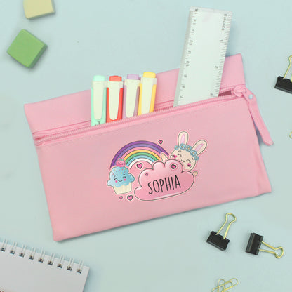 Personalised Cute Bunny Pink Pencil Case - Personalise It!