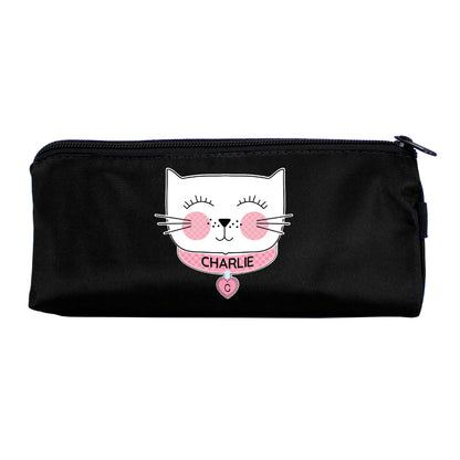 Personalised Cute Cat Black Pencil Case - Personalise It!