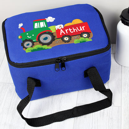 Personalised Tractor Blue Lunch Bag - Personalise It!