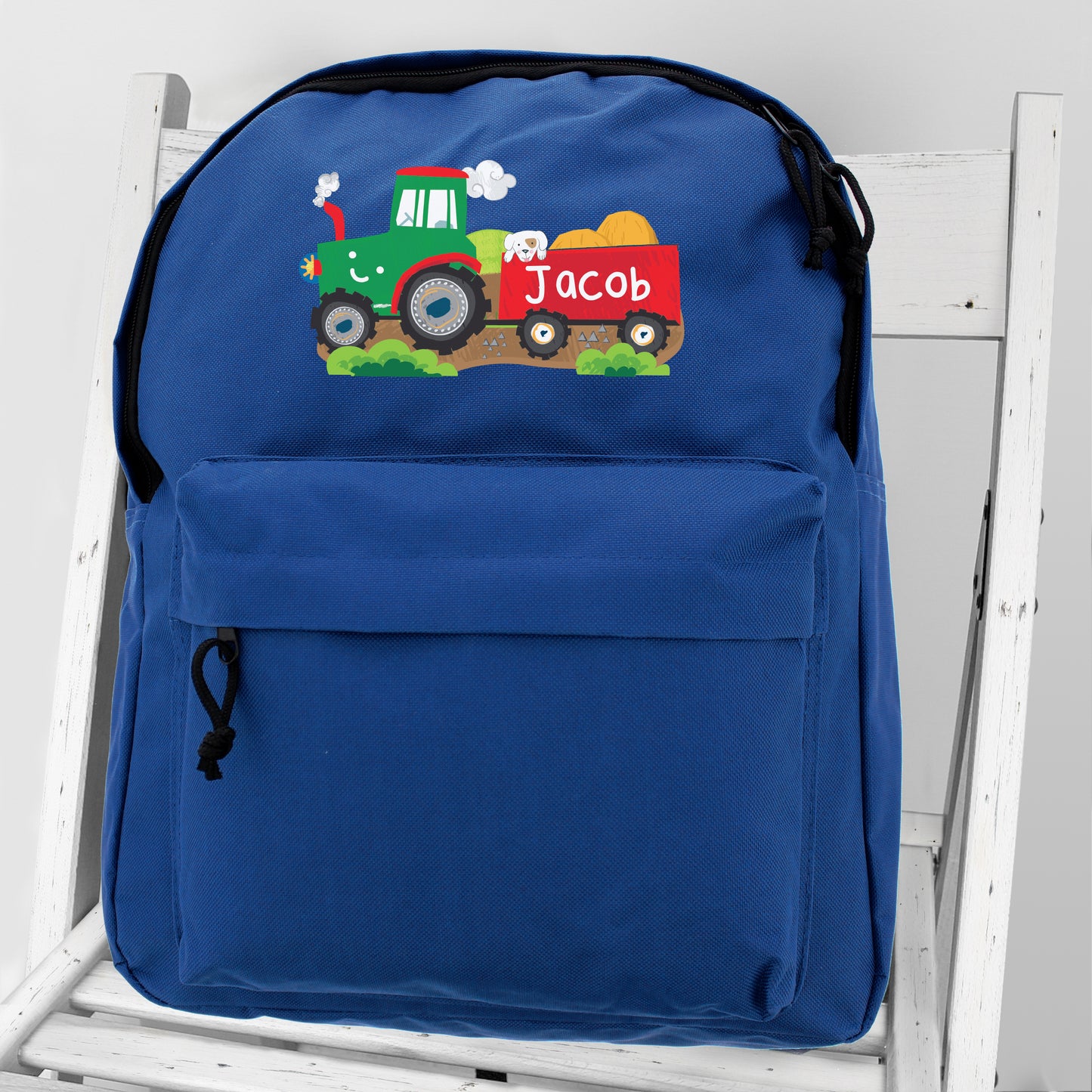 Personalised Tractor Blue Backpack - Personalise It!