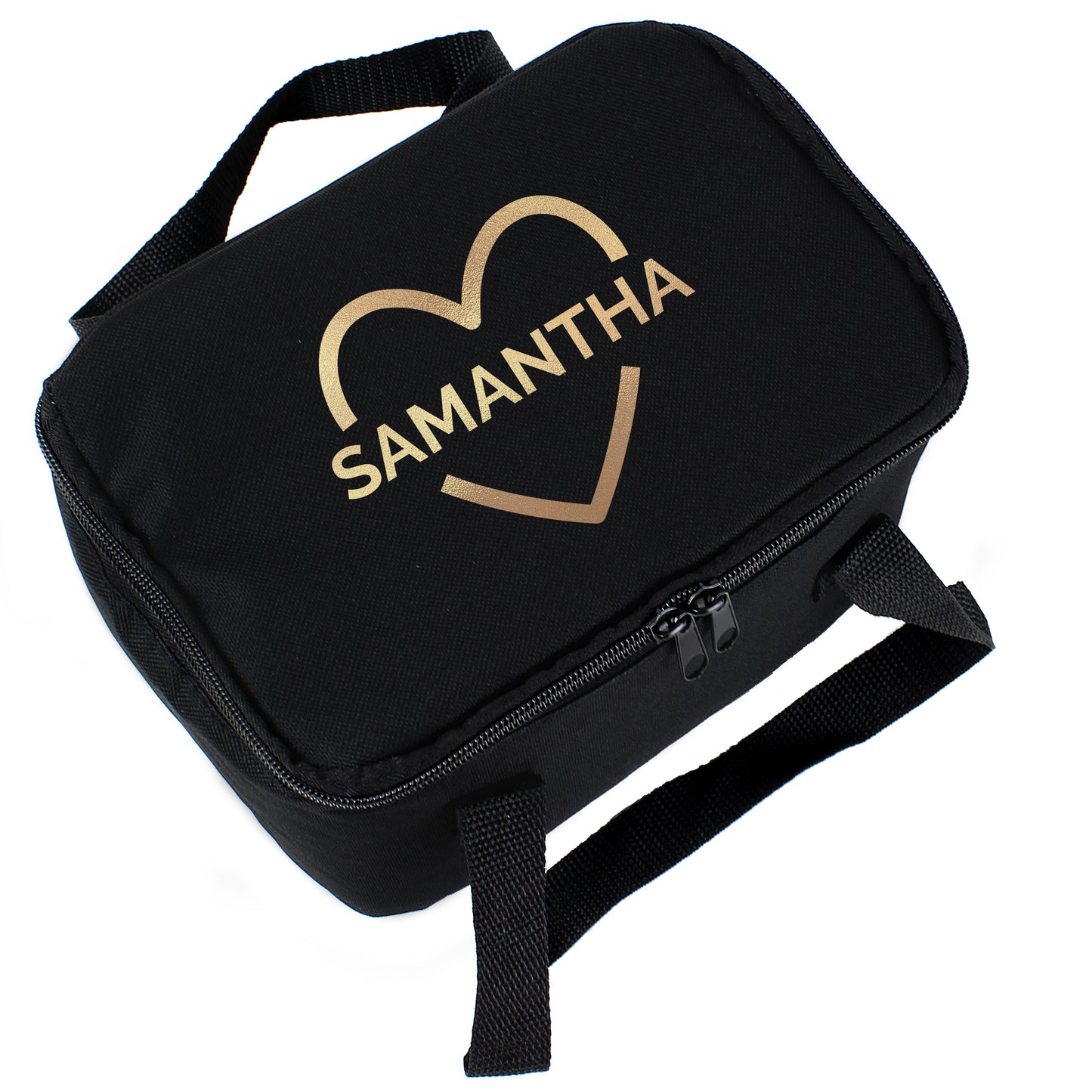 Personalised Gold Heart Black Lunch Bag - Personalise It!