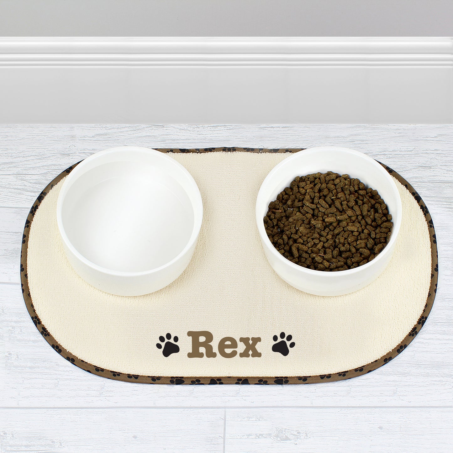 Personalised Brown Paw Print Pet Bowl Placemat - Personalise It!