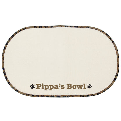 Personalised Brown Paw Print Pet Bowl Placemat - Personalise It!
