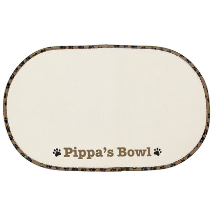 Personalised Brown Paw Print Pet Bowl Placemat - Personalise It!