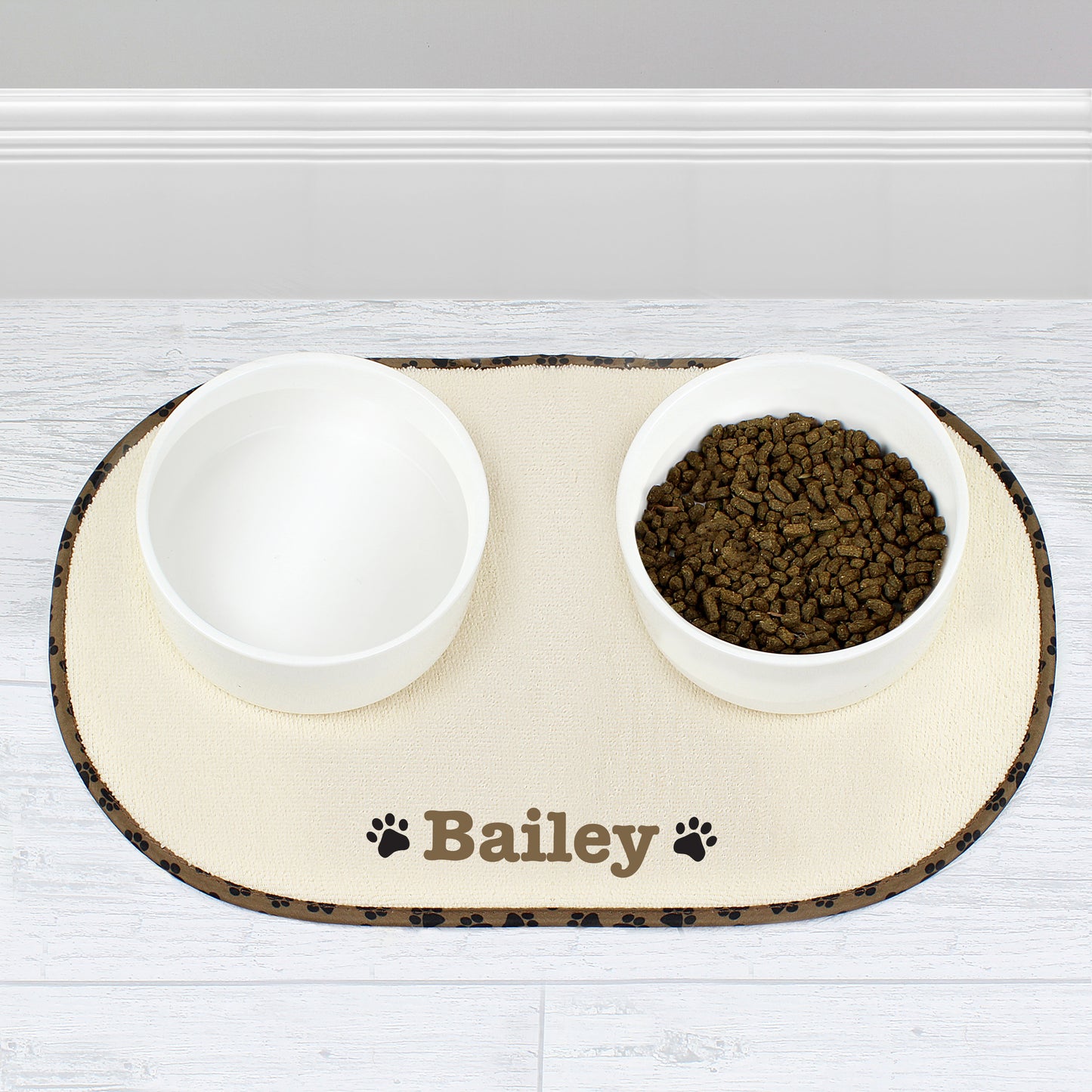 Personalised Brown Paw Print Pet Bowl Placemat - Personalise It!