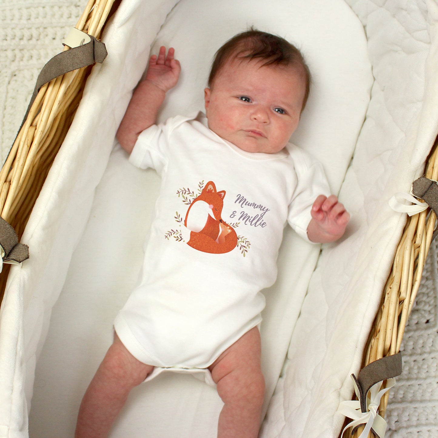 Personalised Mummy and Me Fox 0-3 Months Baby Vest - Personalise It!