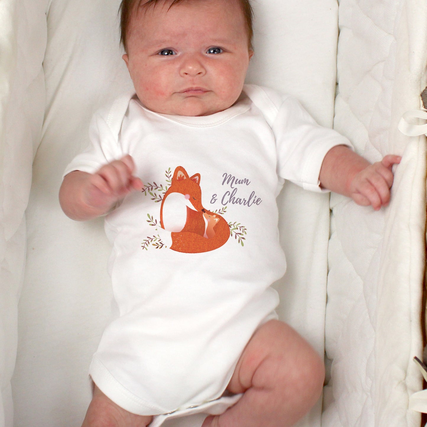Personalised Mummy and Me Fox 0-3 Months Baby Vest - Personalise It!