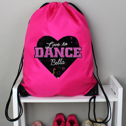 Personalised 'Live to Dance' Pink Kit Bag - Personalise It!