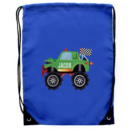 Personalised Monster Truck Blue Kit Bag - Personalise It!
