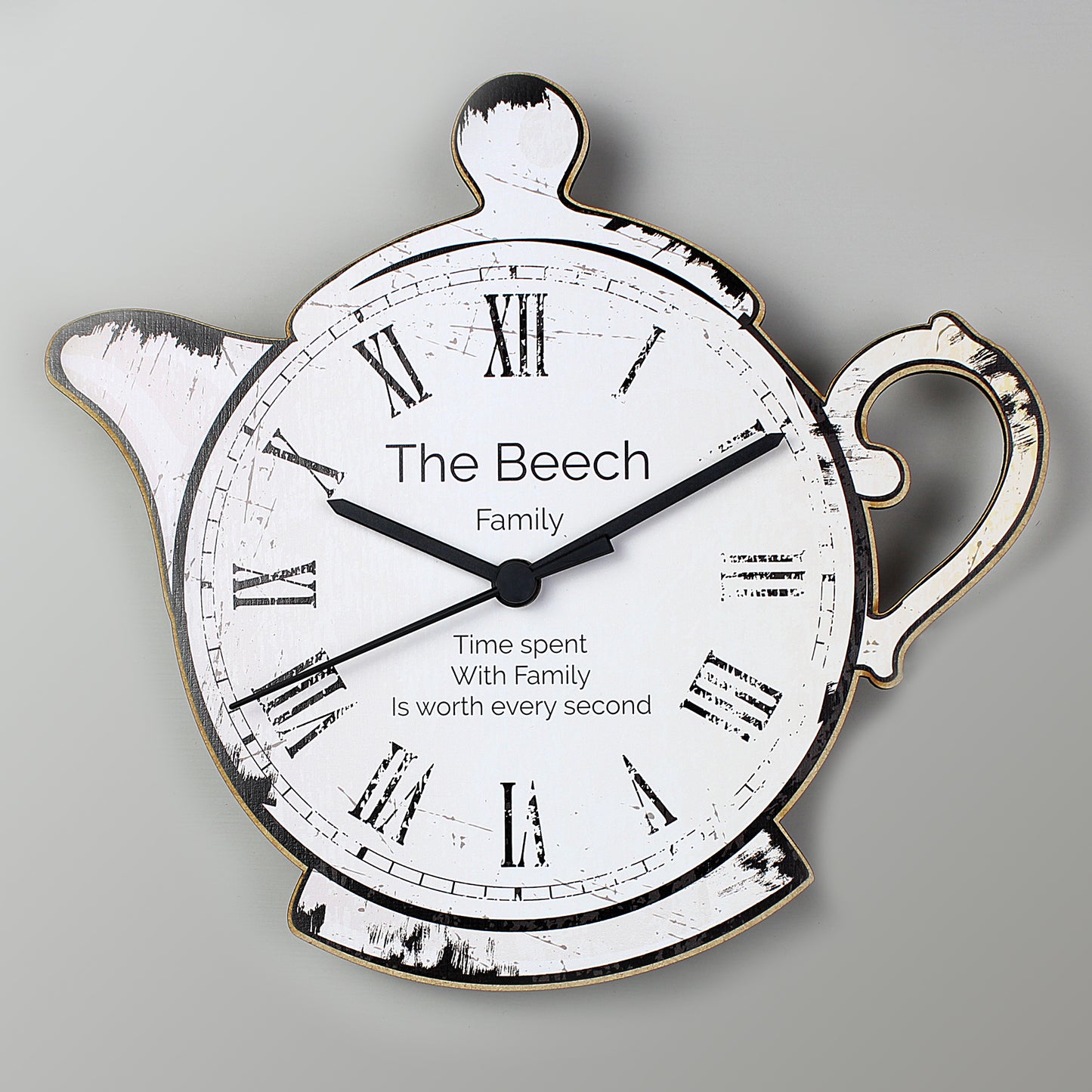 Personalised Teapot Shape Wooden Clock - Personalise It!