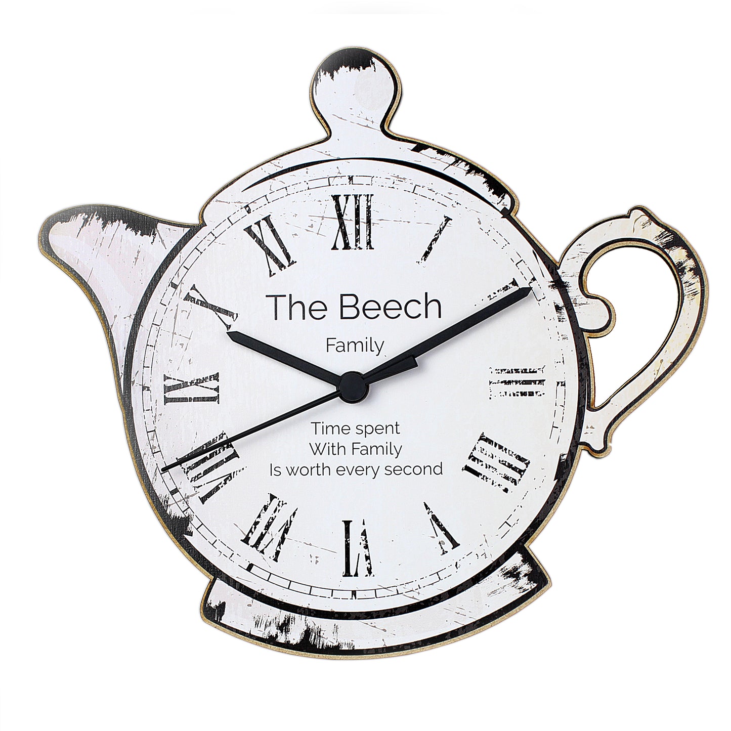Personalised Teapot Shape Wooden Clock - Personalise It!