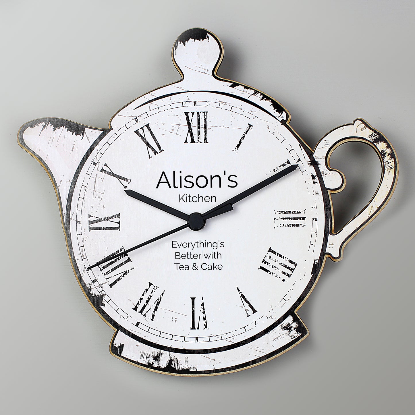 Personalised Teapot Shape Wooden Clock - Personalise It!