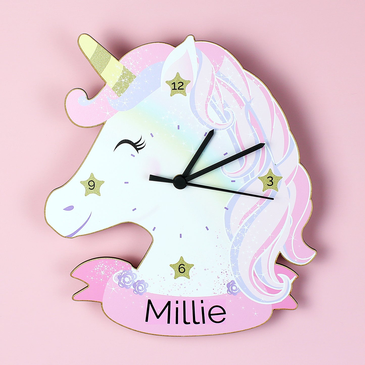 Personalised Unicorn Shape Wooden Clock - Personalise It!