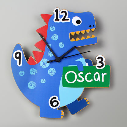 Personalised Dinosaur Shape Wooden Clock - Personalise It!