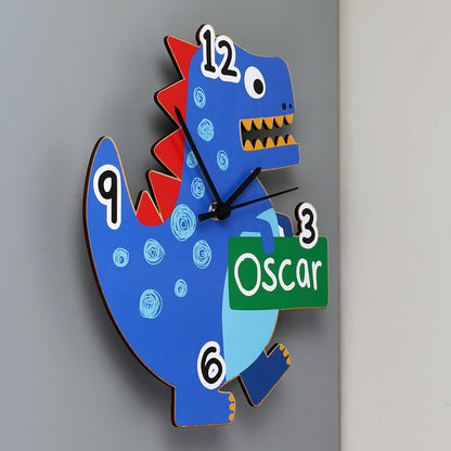 Personalised Dinosaur Shape Wooden Clock - Personalise It!