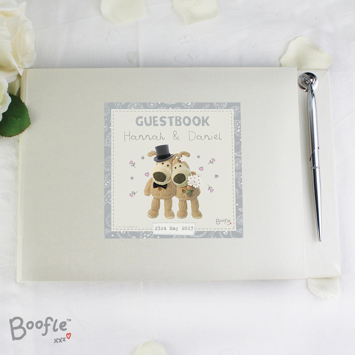 Personalised Boofle Wedding Hardback Guest Book & Pen - Personalise It!