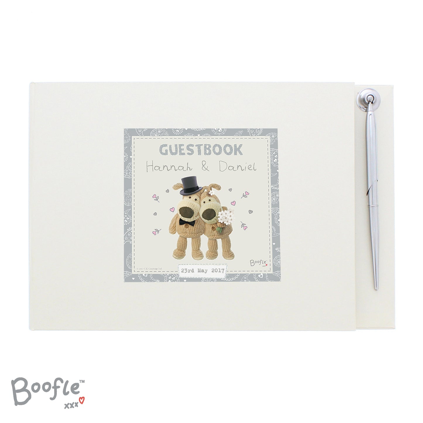 Personalised Boofle Wedding Hardback Guest Book & Pen - Personalise It!