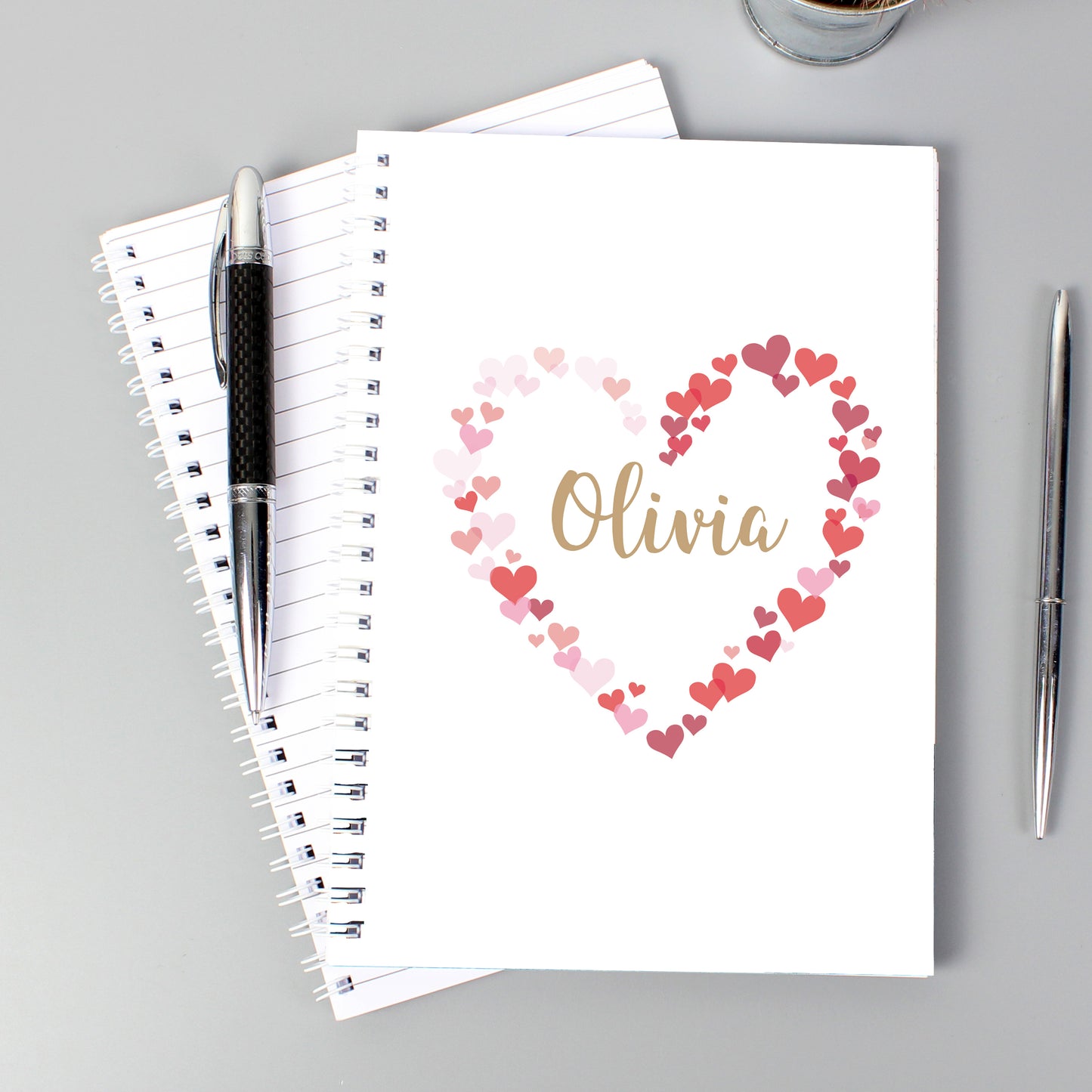 Personalised Confetti Hearts A5 Notebook - Personalise It!