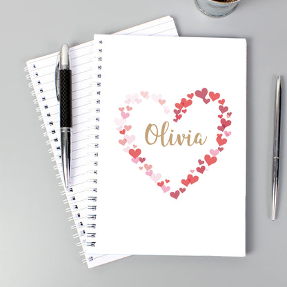 Personalised Confetti Hearts A5 Notebook - Personalise It!