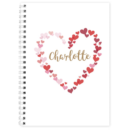Personalised Confetti Hearts A5 Notebook - Personalise It!