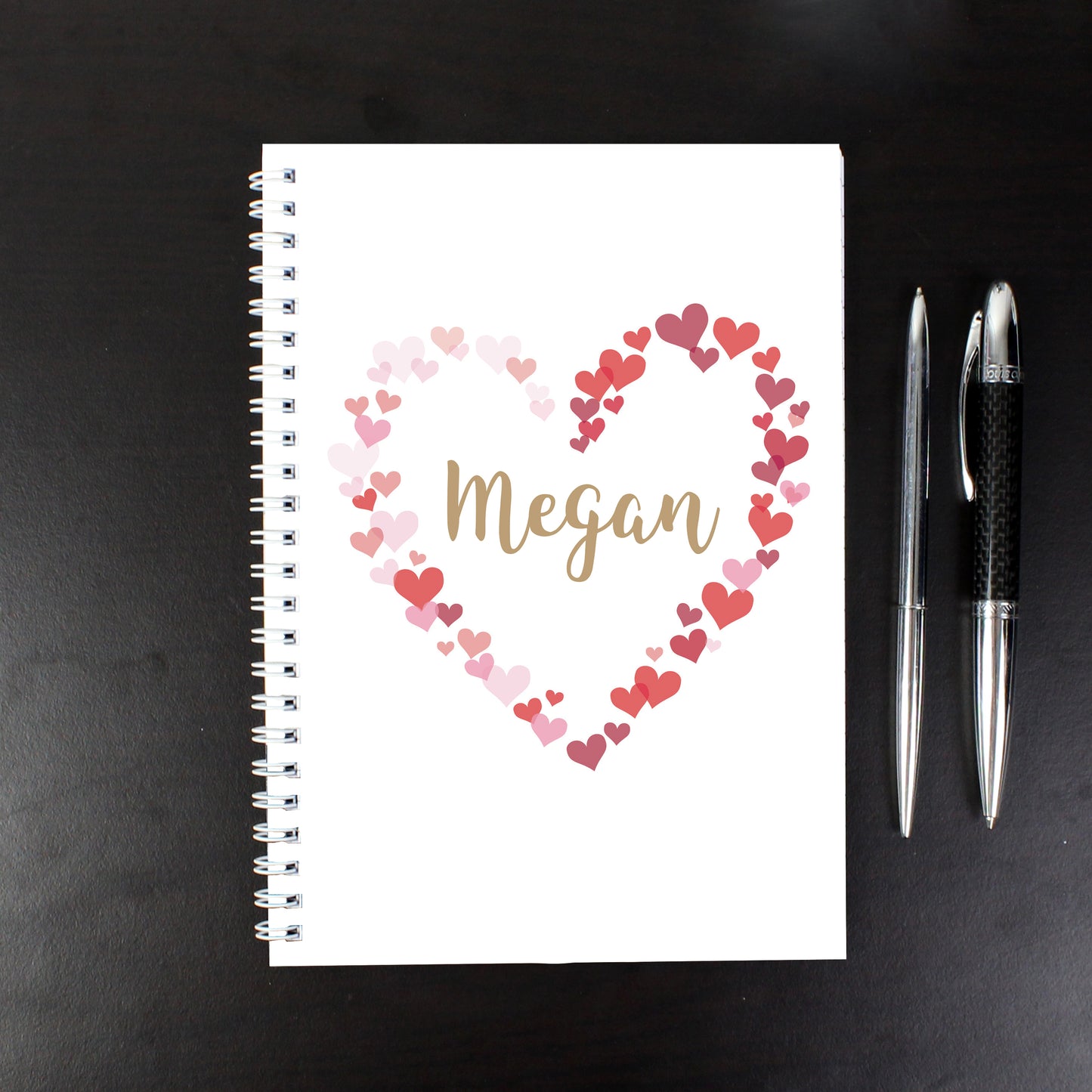 Personalised Confetti Hearts A5 Notebook - Personalise It!