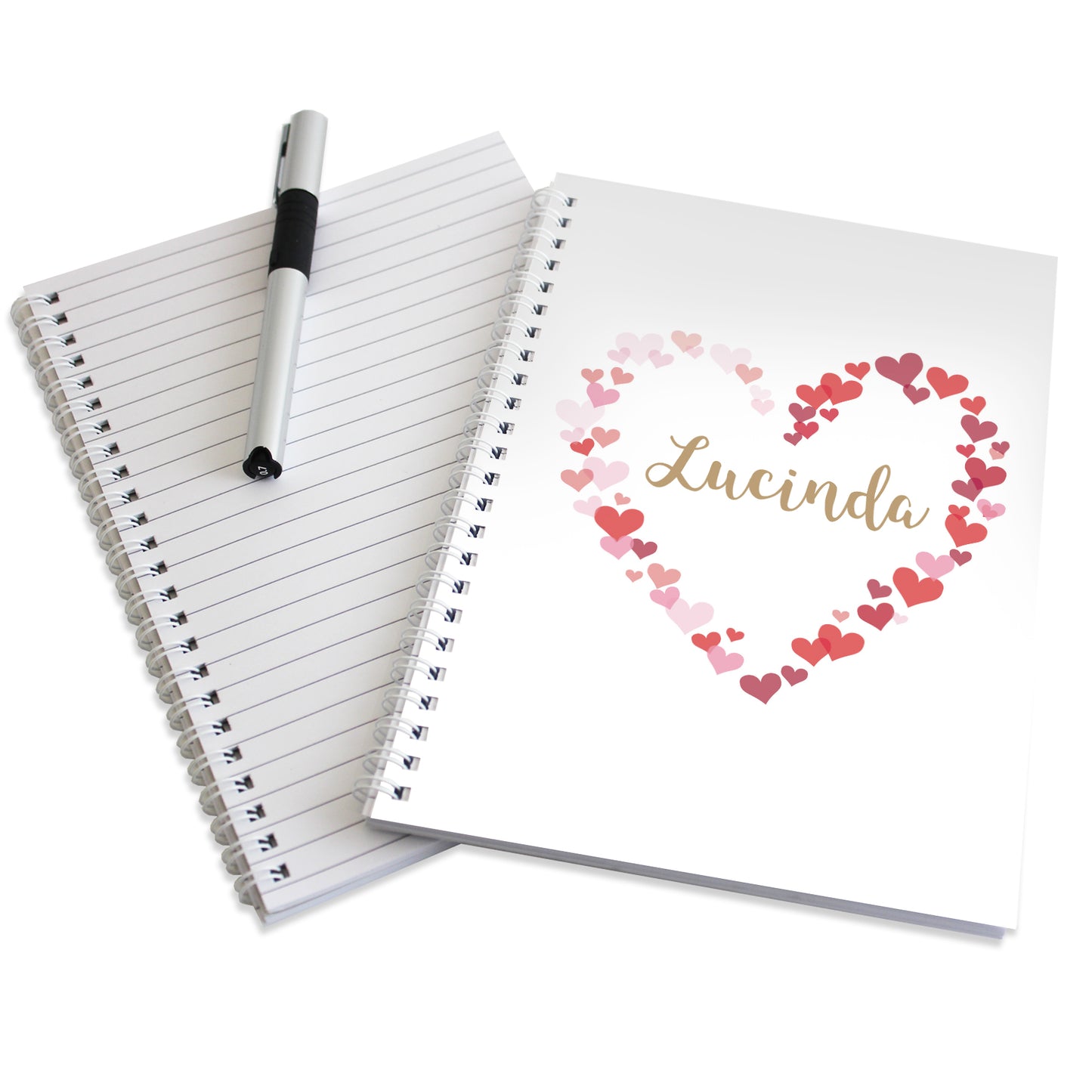 Personalised Confetti Hearts A5 Notebook - Personalise It!