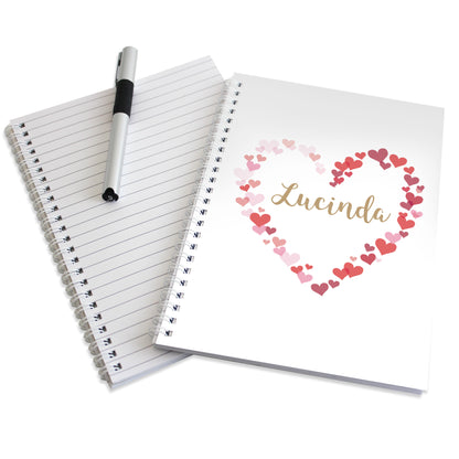 Personalised Confetti Hearts A5 Notebook - Personalise It!
