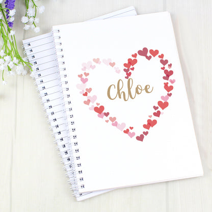 Personalised Confetti Hearts A5 Notebook - Personalise It!