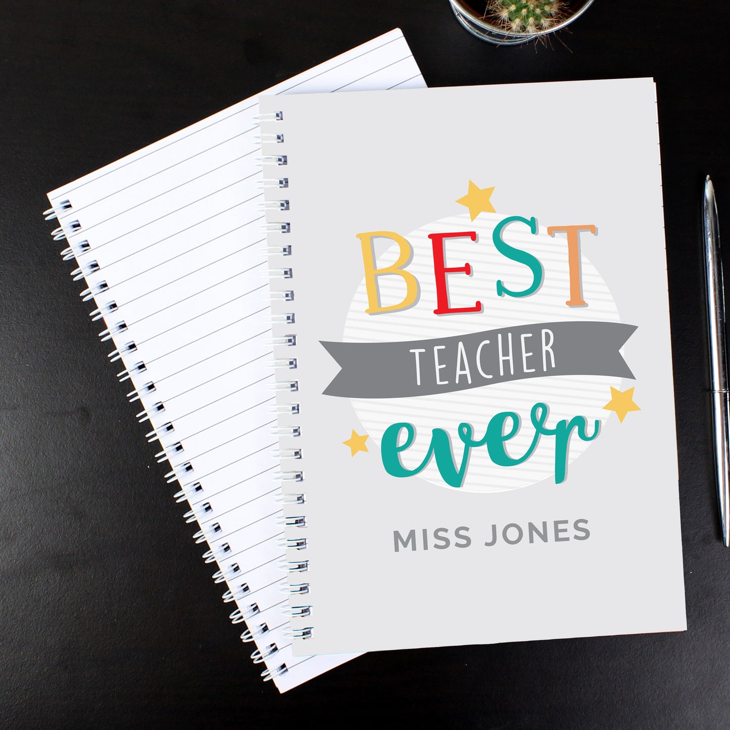 Personalised 'Best Teacher Ever' A5 Notebook - Personalise It!