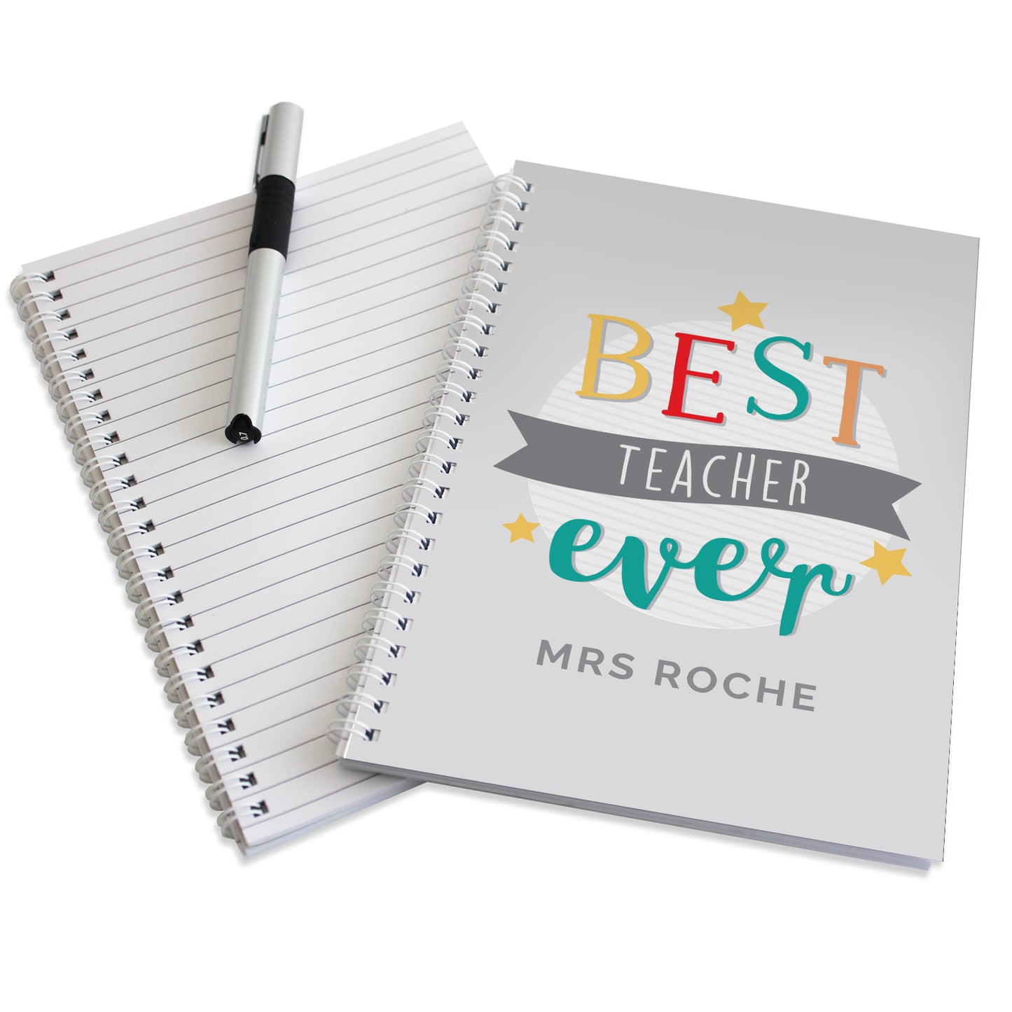 Personalised 'Best Teacher Ever' A5 Notebook - Personalise It!