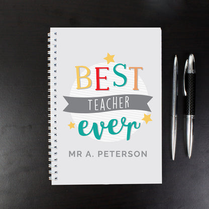 Personalised 'Best Teacher Ever' A5 Notebook - Personalise It!