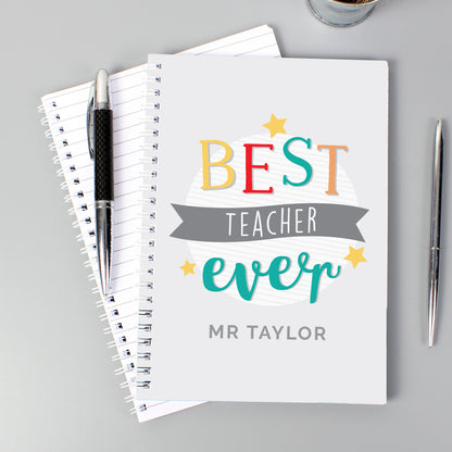 Personalised 'Best Teacher Ever' A5 Notebook - Personalise It!