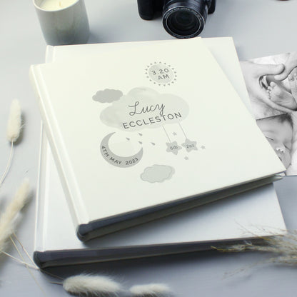 Personalised New Baby Moon & Stars Album with Sleeves - Personalise It!
