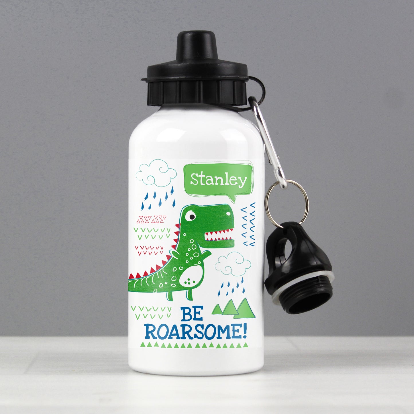 Personalised 'Be Roarsome' Dinosaur Drinks Bottle - Personalise It!