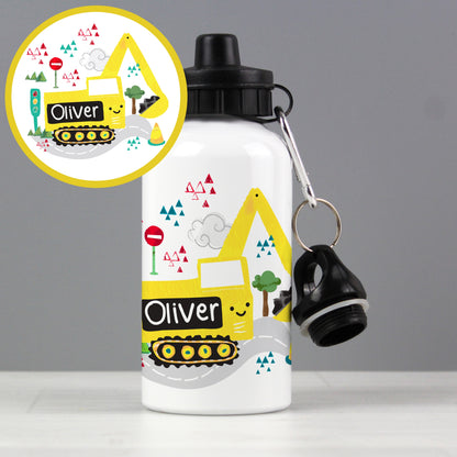 Personalised Digger Drinks Bottle - Personalise It!