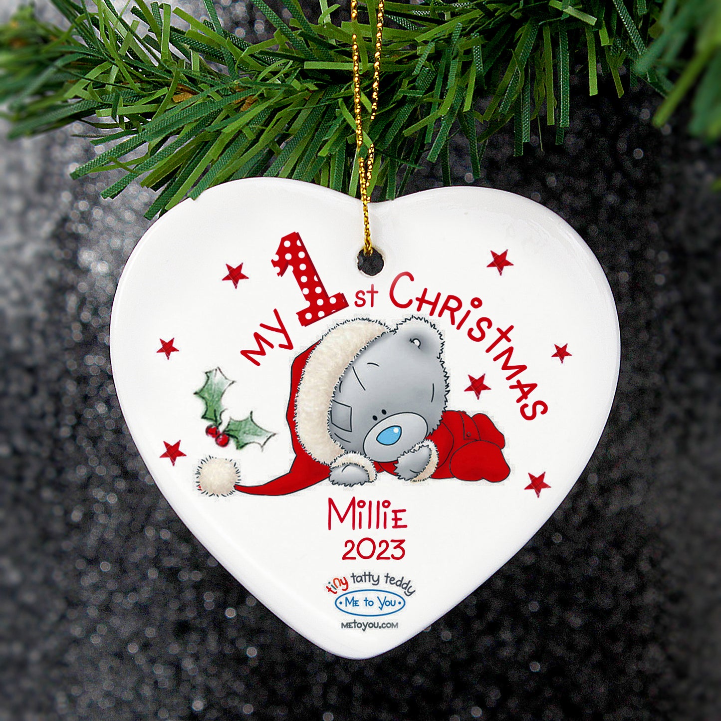 Personalised Me to You My 1st Christmas Ceramic Heart Decoration - Personalise It!