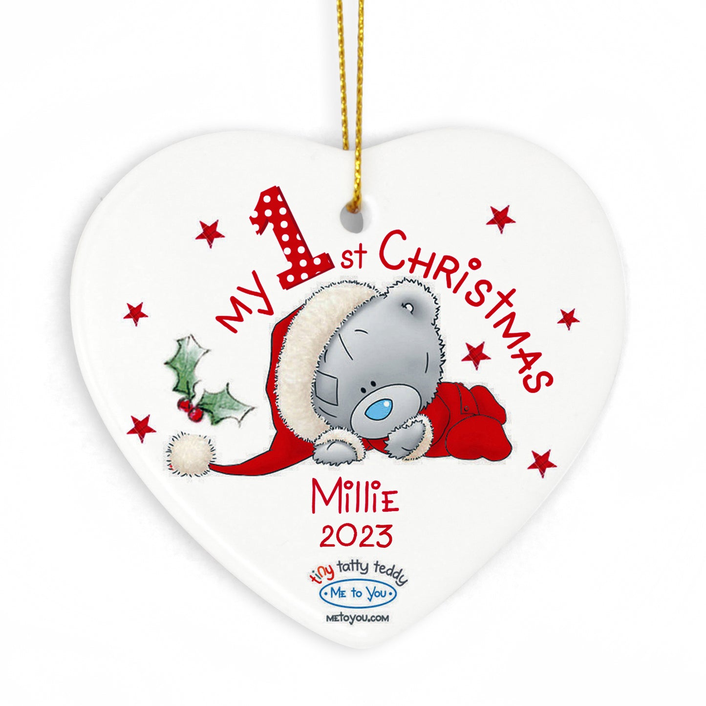 Personalised Me to You My 1st Christmas Ceramic Heart Decoration - Personalise It!