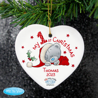 Personalised Me to You My 1st Christmas Ceramic Heart Decoration - Personalise It!