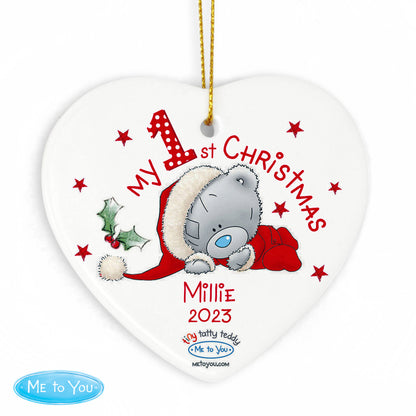 Personalised Me to You My 1st Christmas Ceramic Heart Decoration - Personalise It!